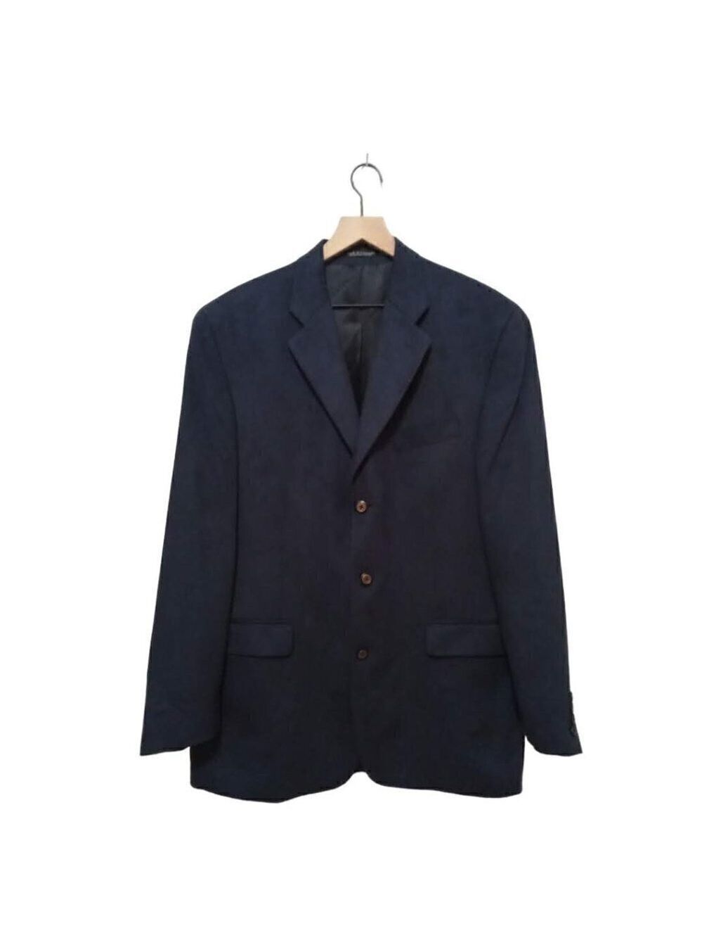 Bachrach Navy Single Breasted Micro Suede Blazer Sz 42L